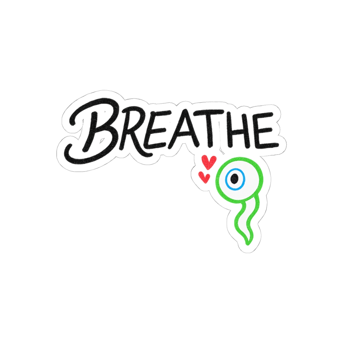 Breathe Handwritten Quote Sticker | Serene Vinyl Decal - alternate angle 2, merchandise
