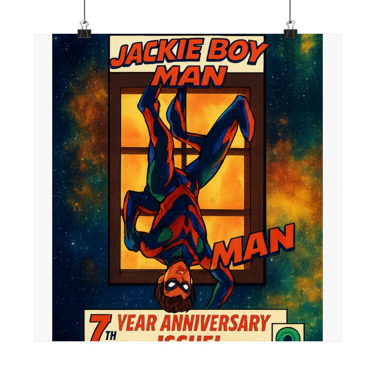 Jackie Boy Man 7th Anniversary Superhero Comic Poster | Retro Wall Art Print - alternate angle 5, merchandise