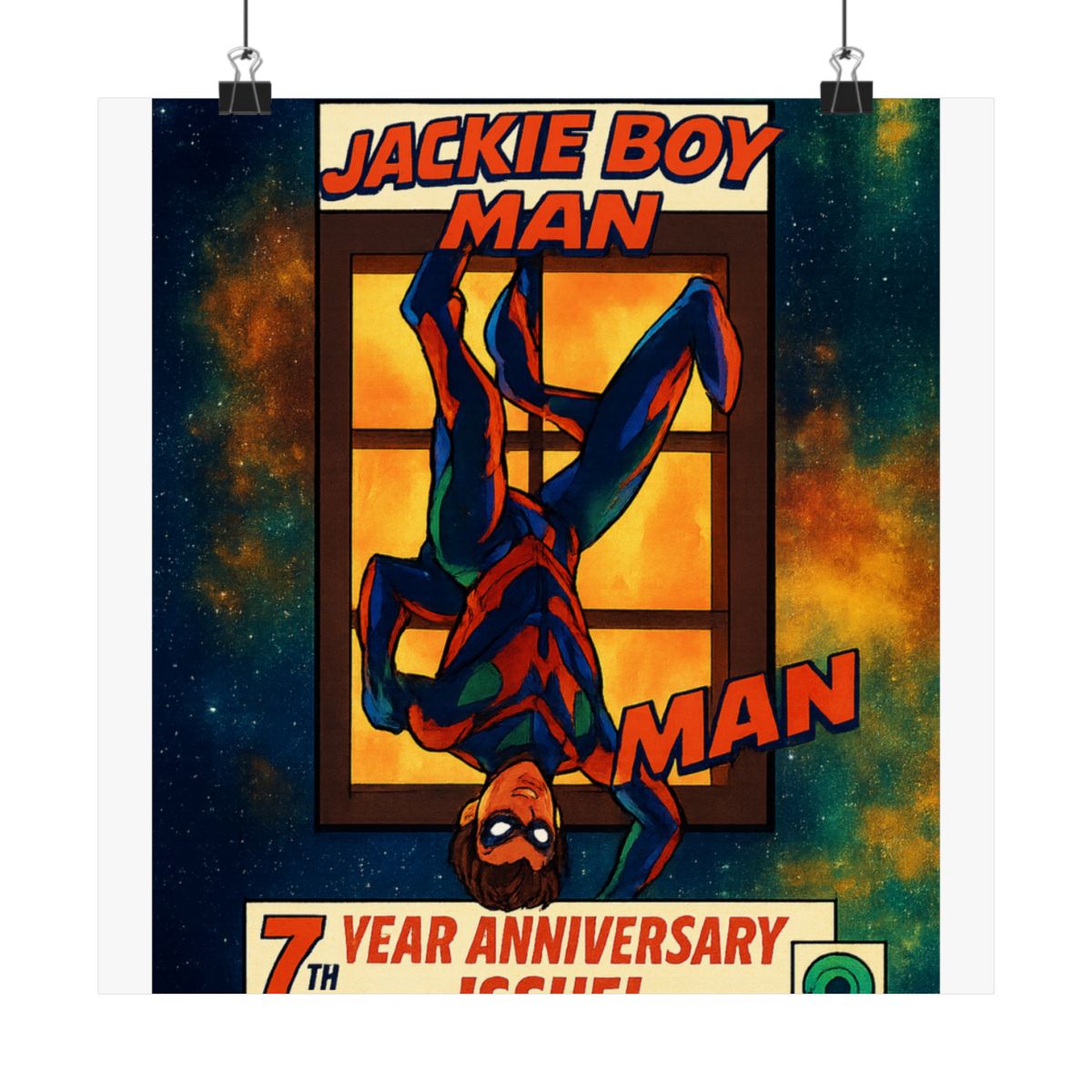 Jackie Boy Man 7th Anniversary Superhero Comic Poster | Retro Wall Art Print - alternate angle 4, merchandise