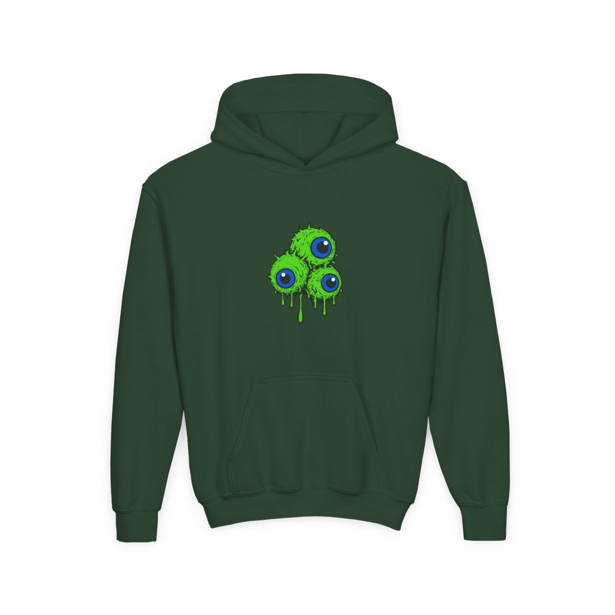 Eerie Dripping Septic Eyes Horror Graphic Kids Hoodie - alternate angle 2, merchandise